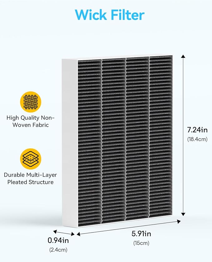6000S Replacement Filter Kit Compatible with LEVOIT Superior 6000S Smart Evaporative Humidifier (8 Pack Gray Wick Filters and 8 Pack Sponge Filters)