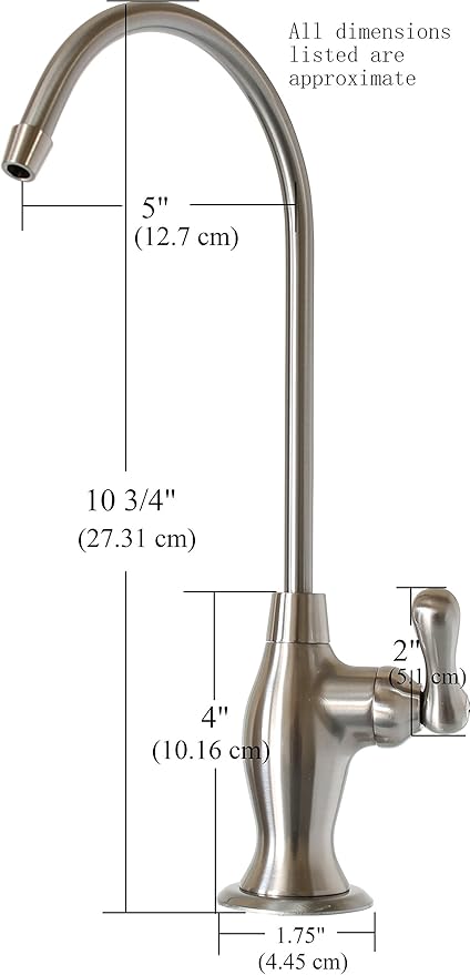 Non-airgap RO Faucet Reverse Osmosis Drinking Water Filtration System Water Dispenser Spout (Matte Black). Vase Style with Faucet Wrench RO-FW148. NSF Certified.