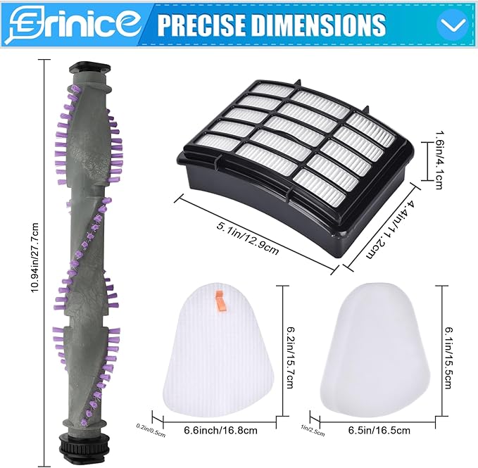 Filter Brush Roller Kit for Shark Navigator Lift Away Vacuum NV350 NV351 NV352 NV355 NV356 NV356E NV357 NV358 NV360 UV440 Replacement Parts, 1 HEPA Filter + 2 Foam & Felt Filter + Brush Roller - AquaVibe