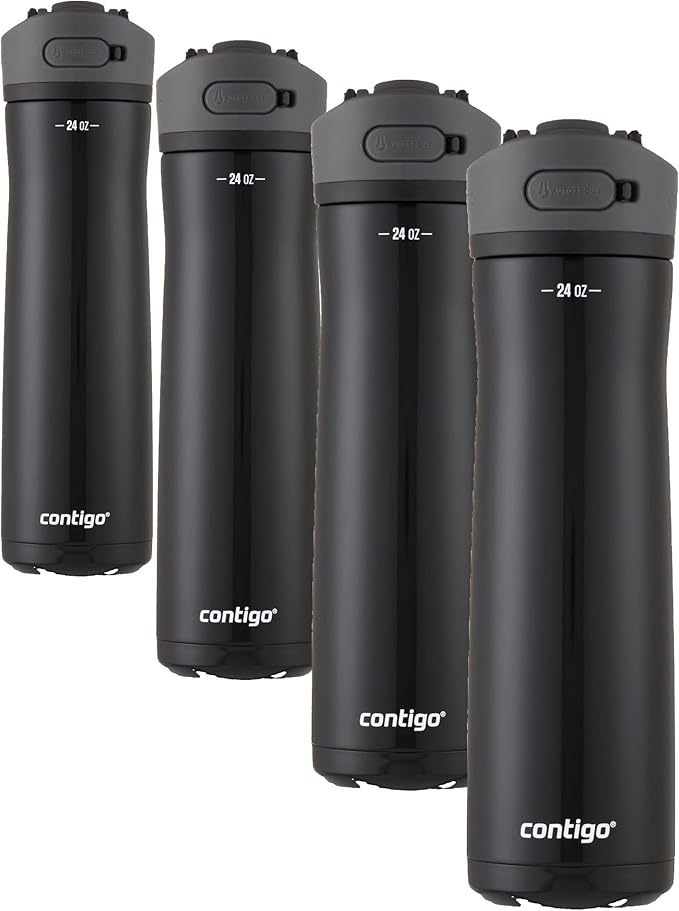 Contigo Ashland Water Bottle, 24oz, AUTOSPOUT Lid | Licorice | Pack of 4