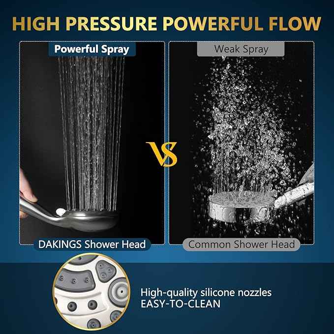 6 Spray Modes High Pressure Handheld Showerhead Set Upgraded 5 Inches Shower Head with Handheld Spray Brushed Nickel Handheld Shower Head 60 Inches Stainless Steel Hose-1-Min Install