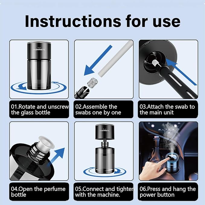 Smart Car Air Freshener for Men, Car Diffuser with 180ml Large Volume for 7 Months, Auto On/Off & 3 Adjustable Modes, RGB Music Syncing Light, Perfect for car, Bedroom and Office (Cologne)