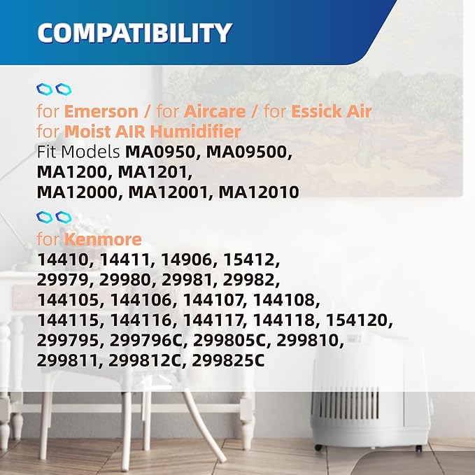 MAF1 Wick humidifier filter Replacement for Essick Air MAF-1 MA0950 Aircare MA1201 MA1200 MA09500 MA12000 MA12001 MA12010 Fits Kenmore 14906 14410 15412 299981 Cool Mist Humidifier Filters - 2 Pack