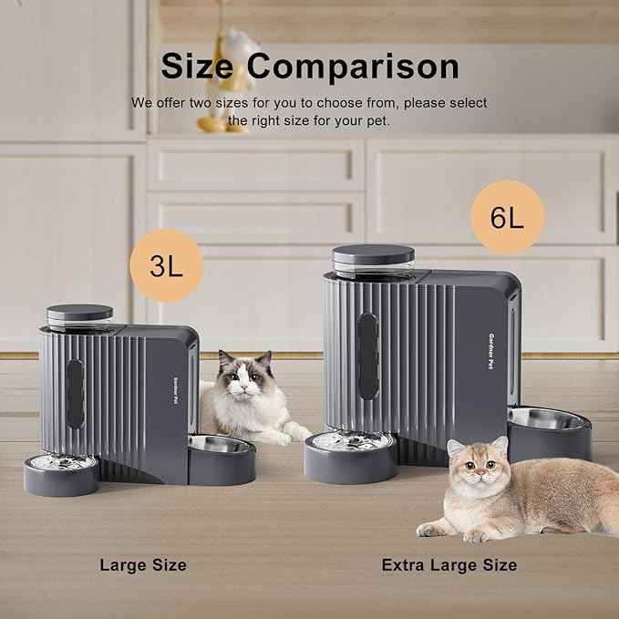 Gardner Pet Automatic Gravity Cat Food Feeder and Water Dispenser Stainless Steel Two-in-One Set Large Capacity Dispenser for Medium, Large Dogs, Puppies, Kittens, Rabbits-(1.6 Gallons x 2)