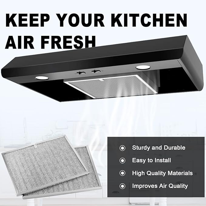BPS1FA30 99010299 Range Hood Grease Filter 11-3/4" x 14-1/4" x 3/8" Mesh Aluminum Filter fit for B-roan QS1 30" N-utone WS1 QS2 Range Hood Replace S99010305 AP3378953-4 Pack by Fetechmate - AquaVibe
