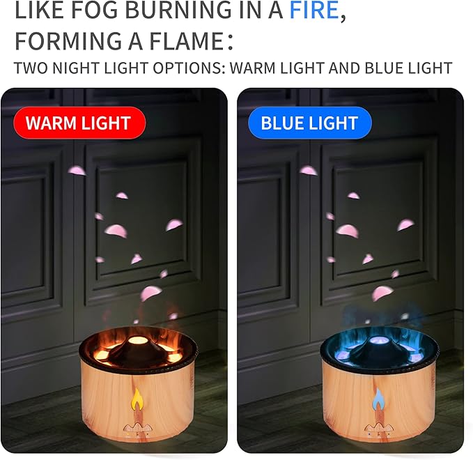 Eessential Oil Diffuser 360 ML,Volcano and Flame Air Diffuser/Humidifier, Red&Blue Light,1.76 floz Hotel Essential Oils,Diffusers for Home,Bedroom