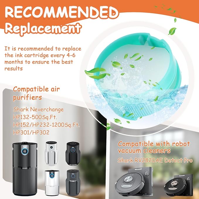 4Pack Odor Neutralizer Replacement Cartridge fit for Shark AZ3000 AZ3002 HZ3000 IZ862H IZ562H ZD550 ZU102 LA702 Odor Elimination Replacement 1541FC3000(Original)