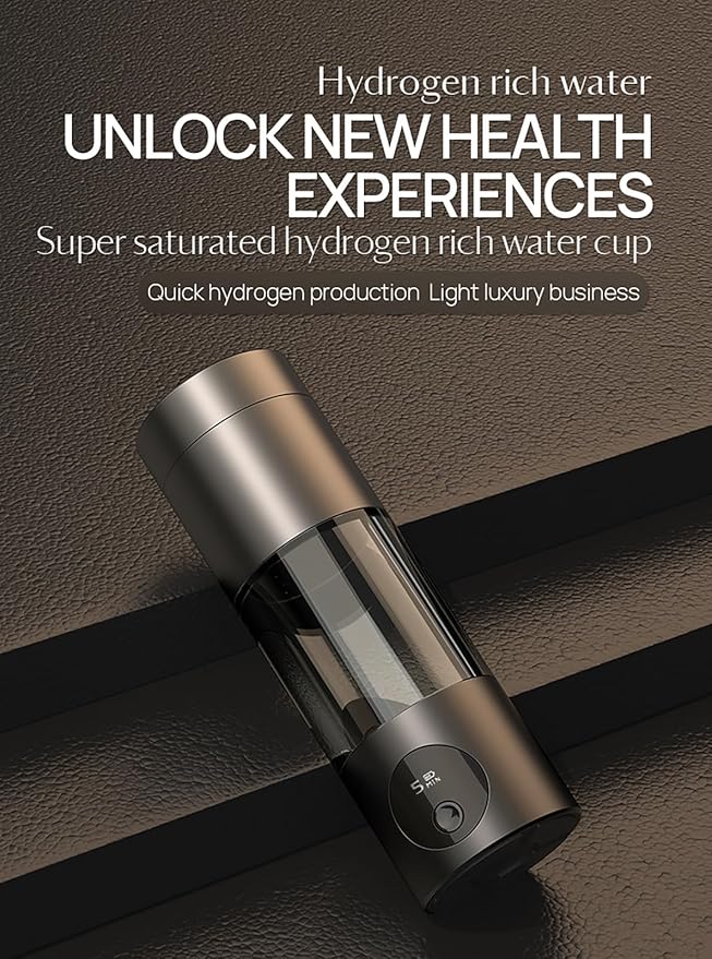 Portable Hydrogen Water Bottle Generator – Smart PEM Hydrogenated Water Bottle Glass | Rechargeable Molecular Hydrogen Water Machine for Travel, Fitness & Daily Hydration