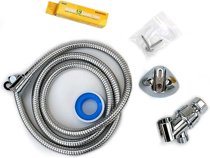 Vitamin C Shower Head With Water Filter By SONAKI - 2 Shower Filters Included - Removes Up To 99.9% Of Chlorine And Chloramines - Low Flow High Pressure