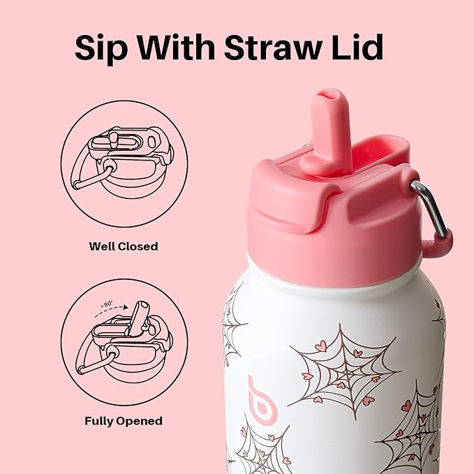 BOTTLE BOTTLE 32oz Insulated Water Bottle Stainless Steel Sport Water Bottle with Straw Dual-use Lid Design for Gym with Pill Box