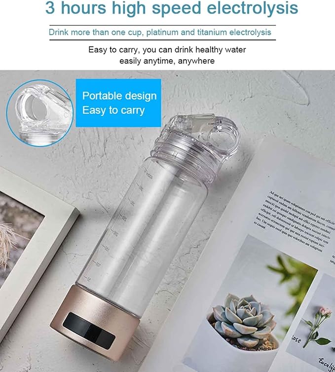 Hydrogen Rich Water Cup, SPE Technology Ionizer,with LED Smart Display, Portable USB Rechargeable Ionized Water Generator, with Inhaler Adapter