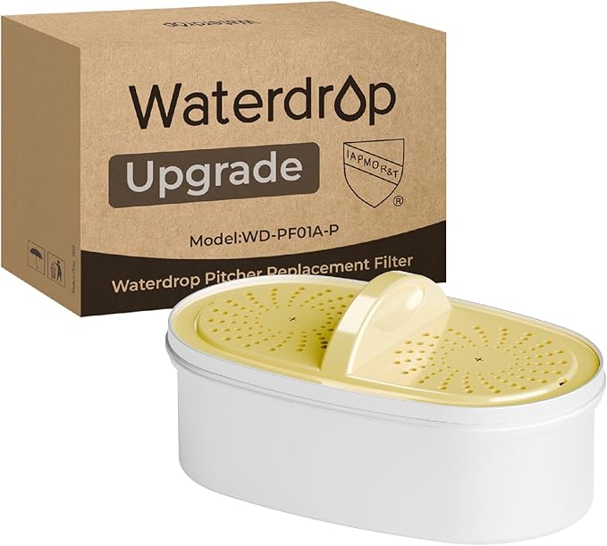 [Original] Waterdrop Upgrade NSF 53&42&372 Certified Replacement Filters, for All Waterdrop Pitcher and Dispenser, Reduces Lead, PFAS, PFOA/PFOS, Chlorine, Cadmium, Copper, Mercury, 1 Pack