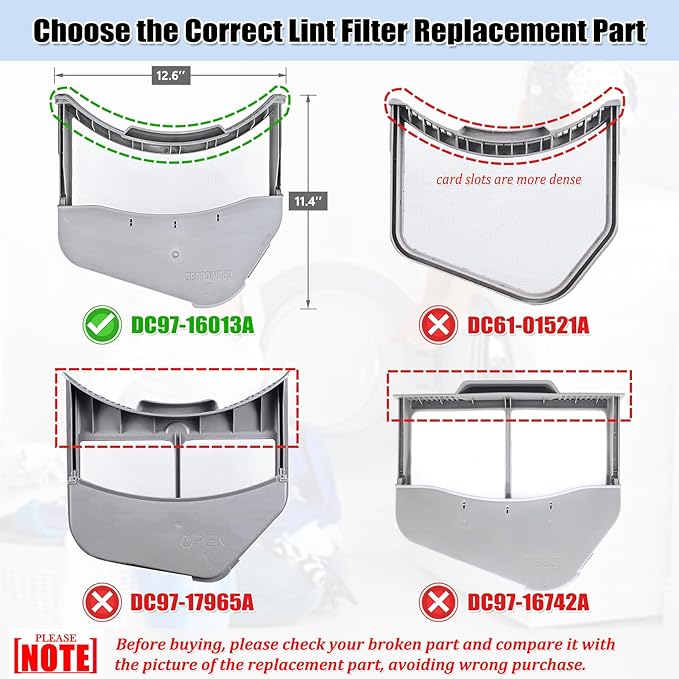 DC97-16013A Dryer Lint Screen Filter with DC61-02610A Lint Filter Cover, Dryer Lint Filter Assembly Replacement Parts AP4559595 DC97-16013B EAP4221239 PS4221239 - AquaVibe
