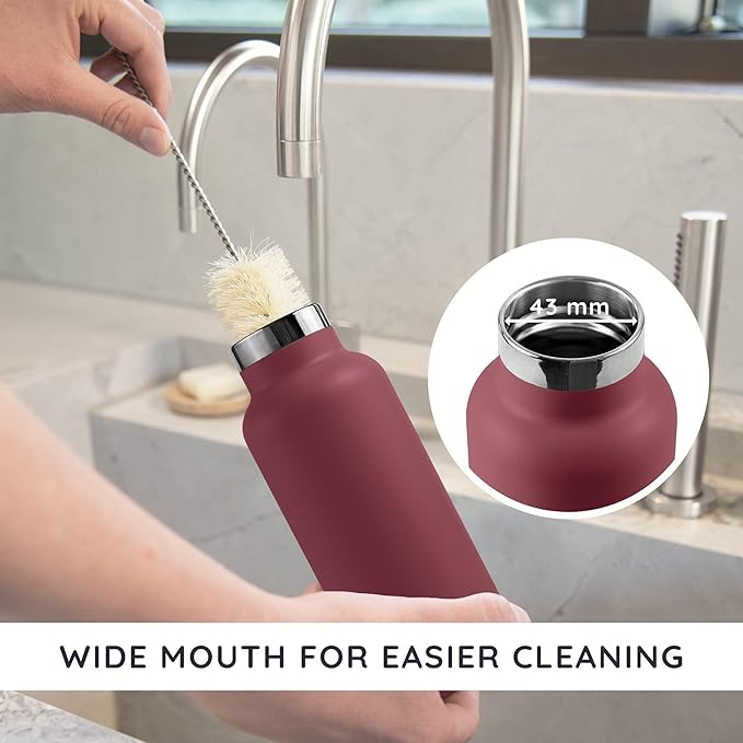 Bambaw 24 oz Insulated Water Bottle, Reusable Stainless Steel Water Bottles, Made of High-Grade Stainless Steel, Lightweight & Easy to Carry, Wide Mouth & Leak-Proof (Red Berry)
