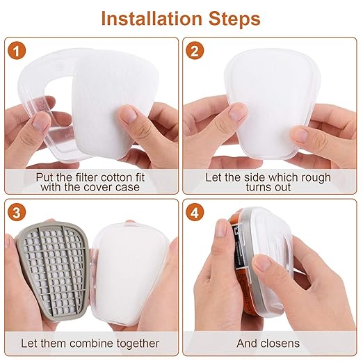6001 Activated Carbon Filter Cartridges Replacement for Gas Respirator, Filter Cartridges Suitable for 6100/6200/7501/7502/6502/6800 20PCS(10Pack)