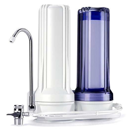 iSpring CKC2 2-Stage Countertop Water Filter, NSF/ANSI 58 Certified, Reduces PFAS, Chlorine, Sediment & Odor, 8000 Gallons, Up to 12 Months, Easy Installation, 2.5