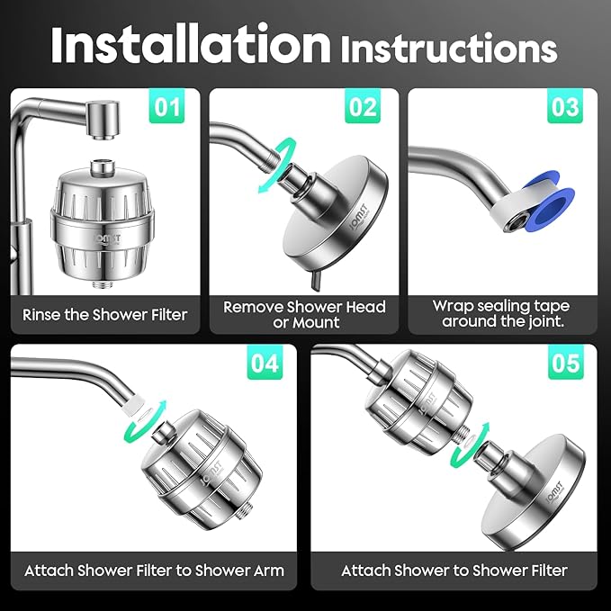 Filtered Shower Head - for Healthier Skin & Hair | 3 Mode High Pressure Shower Head with 25-Stage Filtration | Removes 99.945% of Chlorine & Heavy Metals | Anti-Chlorine Shower Head COMBO