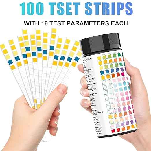Water Testing Kits for Drinking Water - 100 Strips 16 in 1 Well, Tap and Drinking Water Test Kit, Water Test Strips with Hardness, pH, Lead, Iron, Copper, Chlorine, and More