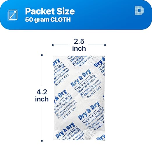 Dry & Dry 30 Gram [20 Packets] Silica Gel Packets Desiccants, Silica Packets - Rechargeable Silica Gel Packs, Silica Gel Packets, Desiccants Packets, Silica Gel