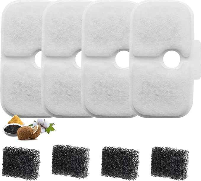 BRENSTEN 4 Pack Replacement Cat Water Fountain Filters Compatible with PETLIBRO Dockstream Cat Water Fountain PLWF005/PLWF105/PLWF115 - 8 Count Set