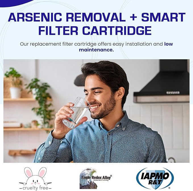 Crystal Quest Arsenic Removal + SMART Filter Cartridge 2-7/8" x 20" - Reduces Arsenic, Long-Lasting, Easy Installation, Heavy-Duty Water Filtration