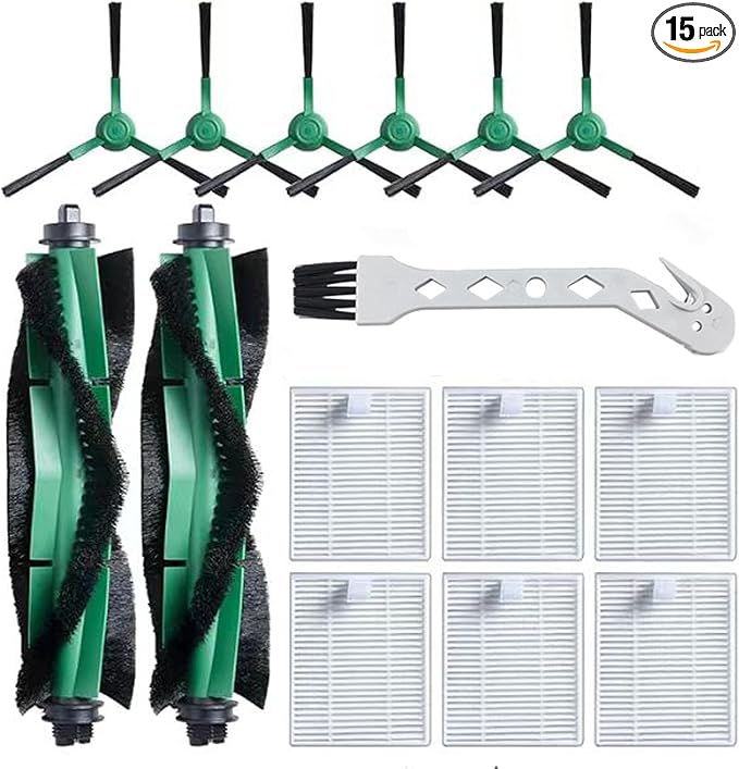 Replacement Parts for iRobot Roomba Q011,Q0520,Q0120,105 Vac, Y0140, Y0110, 105 Combo, Robot Vacuum, 2 Roller Brush, 6 Side Brush, 6 Hepa Filters, 1 Cleaning Brushes - AquaVibe