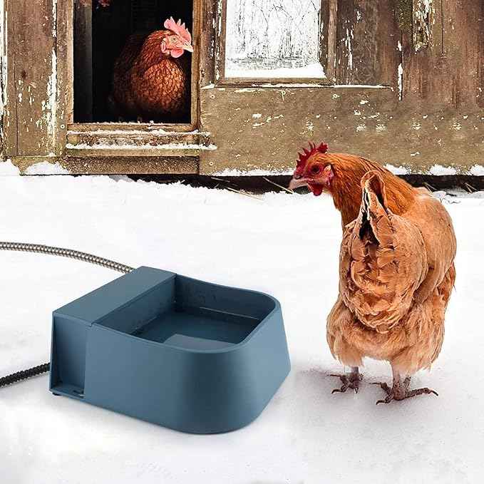 NAMSAN Automatic Water Dispenser for Dogs with Heater, Outdoor and Indoor, 2L Heated Water Bowl, Heated Watering Trough for Cats Chickens Rabbits Birds Bath Auto-Fill