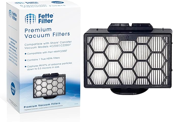 Fette Filter - XHPCZ350 Hepa Vacuum Filter Compatible with Shark Canister Vacuum Models CZ351, CZ2001 Compare to Part #XHPCZ350 - Pack of 1 - AquaVibe