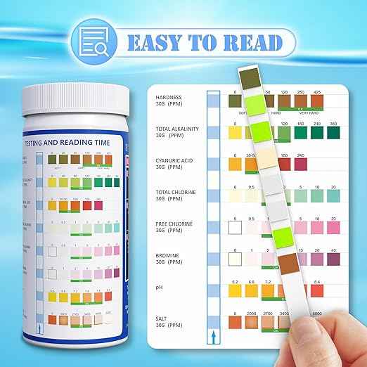 Pool Salt Test Strips - Salt Water Pool Testing Kit - 125 Swimming Pool Spa Hot Tub Test Strips - Rapid Accurate Easy to Test Hardness, Bromine, pH, Salt and More (8-Way)