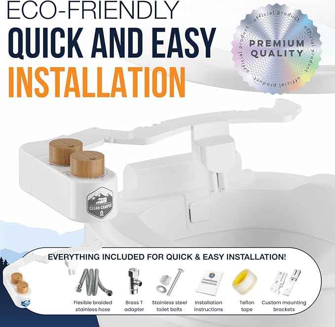 RV Bidet – Only Fits Thetford V, Thetford VI & SeaFlo Plastic Toilets – Not for Porcelain RV Toilets– Easy Install, Front & Rear Spray, Saves 80% TP – Best RV Bathroom Upgrade