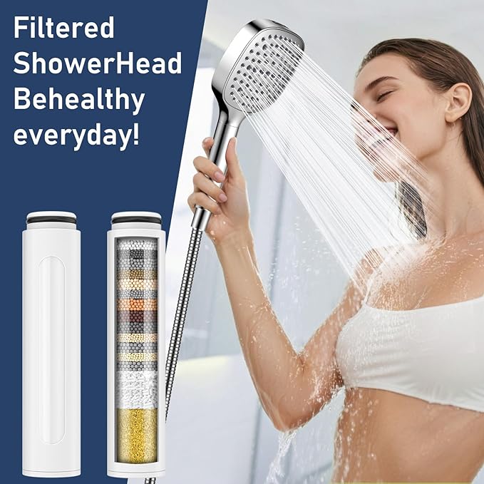 2 Pack Replacement Filters for Shower Head with Handheld, Water Softener Filters Beads for Hard Water, Remove Chlorine, Reduces Dry Itchy Skin