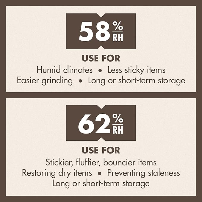 Boveda 62% RH Size 8-10 Pack Two-Way Humidity Control Packs - for Storing 1 oz - Moisture Absorber for Small Storage Containers - Humidifier Packs - Hydration Packets w/Resealable Bag