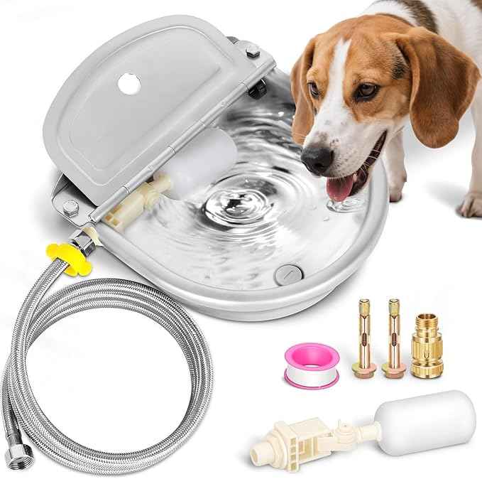 Automatic Animal Drinking Water Bowl with Drain Hole & Float Valve, 71" Extended Pipe, Stainless Steel Waterer Feeder Farm Dog Dispenser Kit Self Filling for Livestock Horse Goat