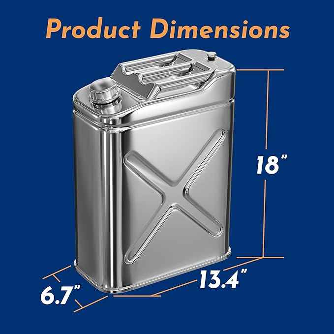 Stainless Steel Water Container for Camping - 5 Gallon Hydration Metal Tank Jug - Heavy Duty Durable Portable Water Storage Can for Camping Outdoors