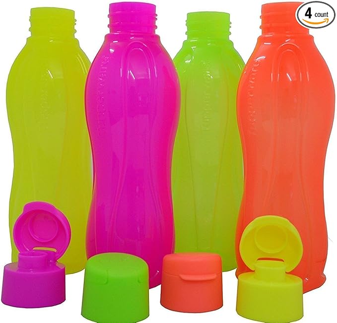 Tupperware Eco Sports Water Bottle Flip Top 500ml 4pcs