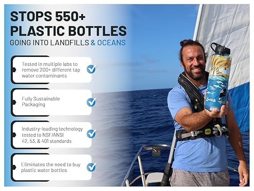 Epic Water Filters Nalgene OG Water Bottle with Filter, USA Made, BPA Free, Removes 99.99% Tap Water Contaminants, Forever Chemicals, Sailing One Life Art, 48 oz
