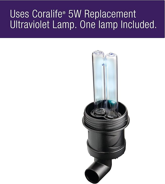 Coralife Aquarium Fish Tank Marine Salt Water Turbo-Twist UV Sterilizer, Mini, For BioCubes