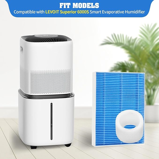 4-Pack Replacement Humidifier Filters Compatible with LEVOIT Superior 6000S Smart Evaporative Humidifier + 2-Pack Top Fill Humidifier Replacement Filters Compatible with LEVOIT Humidifiers