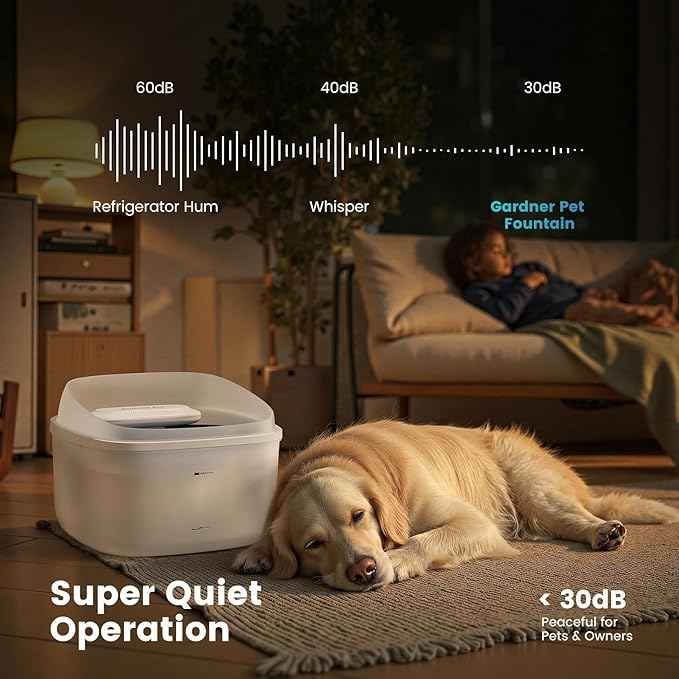 Gardner Pet Dog Water Fountain for Large Dogs, 8L/2.1Gal Large Capacity Automatic Dog Water Bowl Dispenser with Vortex Circulation, UV&Maifan Stone Filter, Quiet Dog Water Bowl(Without Adapter)
