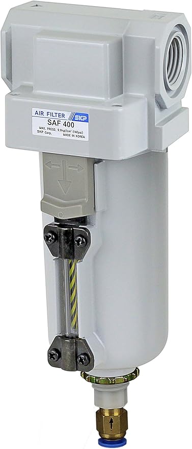 PneumaticPlus SAF400-N04BD-MEP Compressed Air Filter 1/2" NPT, 10 Micron Element, Metal Bowl, Auto Drain, Bracket Included - AquaVibe
