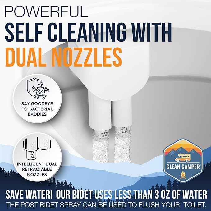 RV Bidet – Only Fits Thetford V, Thetford VI & SeaFlo Plastic Toilets – Not for Porcelain RV Toilets– Easy Install, Front & Rear Spray, Saves 80% TP – Best RV Bathroom Upgrade