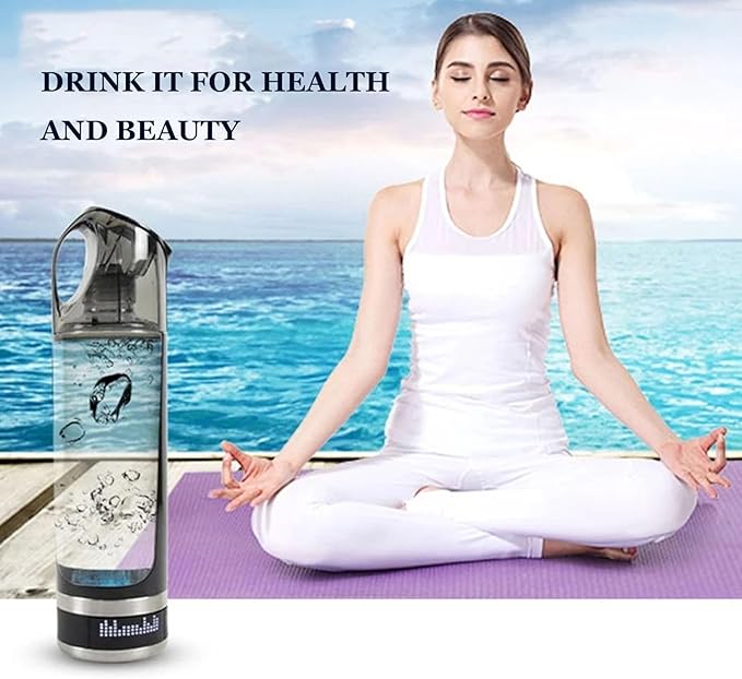 H2 Rich Hydrogen Water Bottle, Portable Hydrogen Rich Water Generator, USB Rechargeable Electrolysis Ionizer Generator Cup, with LED Indicator Light
