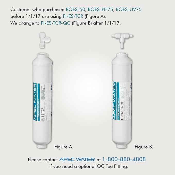 APEC FI-ES-TCR-QC 10" High Capacity Inline Carbon Filter with 1/4" Quick Connect Stage-5 For Undersink Reverse Osmosis Water System