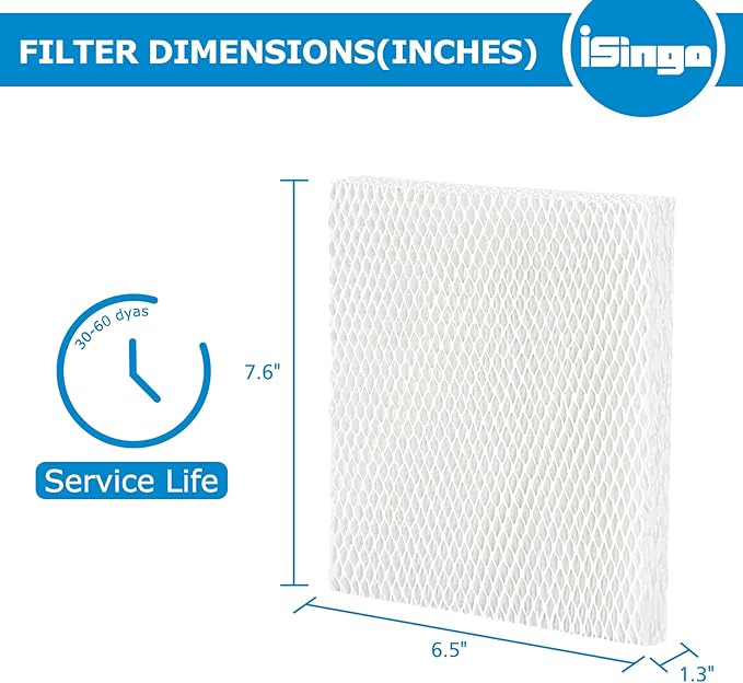iSingo Humidifier Wicking HFT600 Fil-TER T for Honeywell Hev615 Hev620 Humidifier, Compatible with Honeywell HFT600 Humidifier Fil-TER T Compare to Part HFT600T HFT600PDQ, (6 Pack)