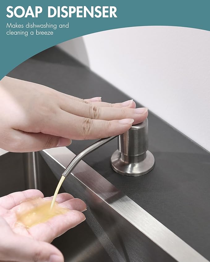GIMILI LED Kitchen Faucet with Soap Dispenser, Modern Single Handle Spring Kitchen Sink Faucets with Pull Down Sprayer