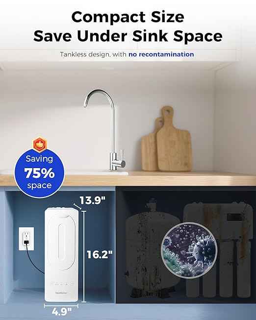 800GPD Under Sink Tankless Reverse Osmosis System,7-Stage RO Water Filtration System, NSF/ANSI 372 Certified RO Drinking Water Filter, FCC Listed, Reduce TDS,PFAS,Odor, 2:1 Pure to Drain