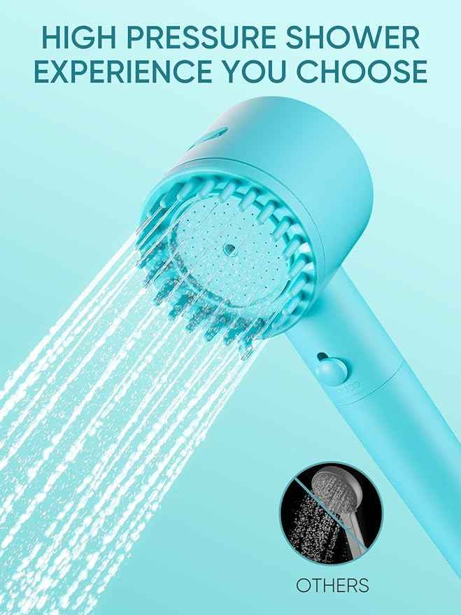 Cobbe Filtered Shower Head with Handheld, High Pressure 5-mode Showerhead with Filters, Built-in Power Wash for Hard Water - Remove Chlorine - Reduces Dry Itchy Skin, Emerald green