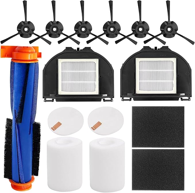RV2310AE Replacement Parts for Shark AV2310AE/RV2320S/RV2300S/UR2350AE/UR2360S Matrix Robot Vacuum Cleaner,1 Main Brush Roller, 6 Side Brushes, 2 HEPA Filters, 2 Foam Filters(Not for RV2300/RV2310) - AquaVibe
