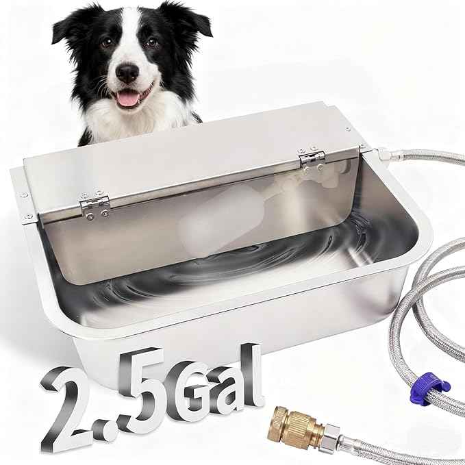 Automatic Dog Water Dispenser,Stainless Steel Water Bowl for Outdoor,Large Animal Drinking Water Bowl with Auto Self Filling for Livestock.(2.5Gallon)