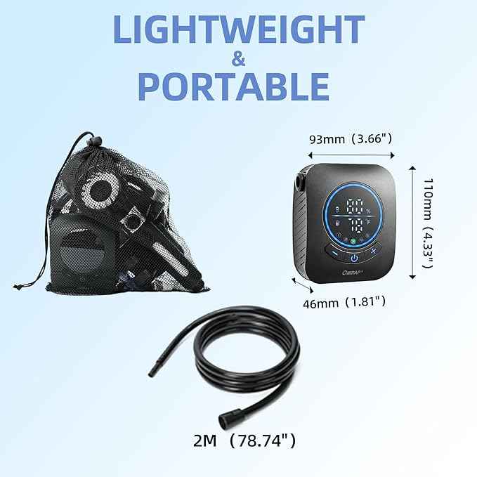 Portable Shower for Camping, IPX8 Filtered Camping Shower with Rechargeable 8000mAh Battery, Intelligent LED Display, 4 Spray Modes,Outdoor Camp Shower Pump for Hiking, Travel, Pet